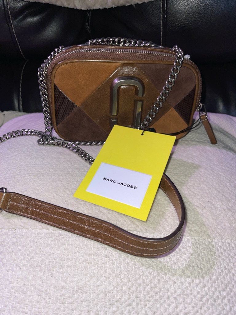 Marc Jacobs Brown Patchwork Suede And Leather Camera Crossbody New